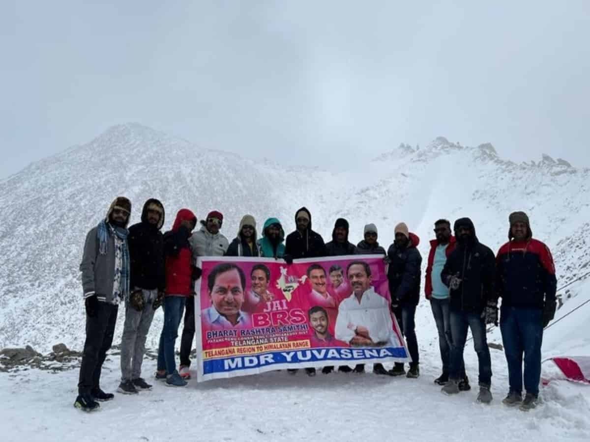 BRS Party Flag, Banner unveils at India-Pak Border by MDR Yuvasena