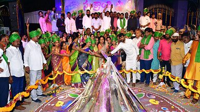 BRS' K Kavitha participates in Bhogi celebrations