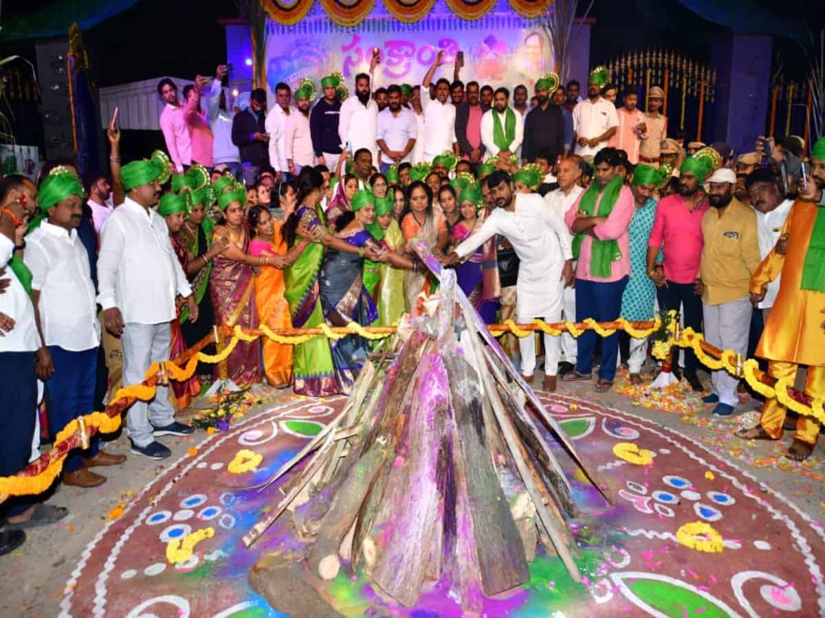 BRS' K Kavitha participates in Bhogi celebrations