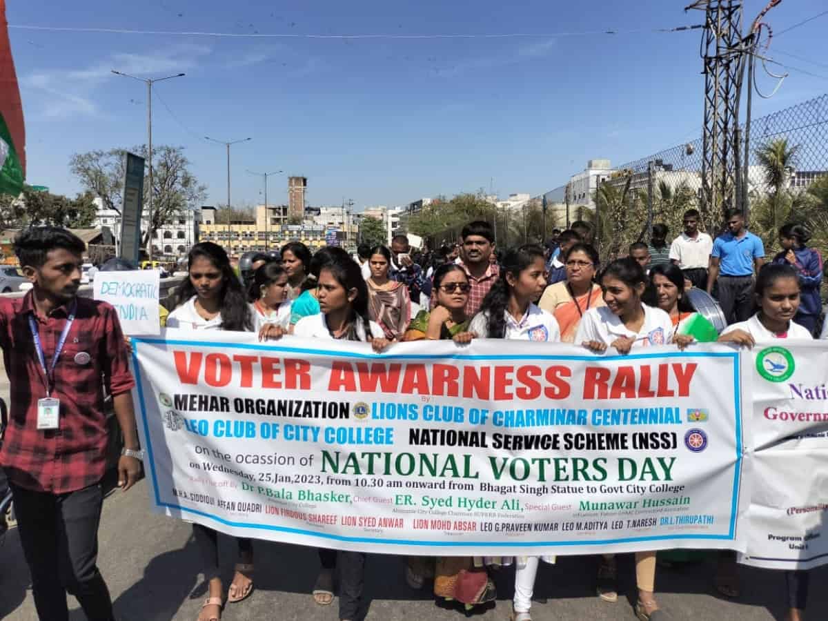 Hyderabad: Voters awareness rally taken out from City College