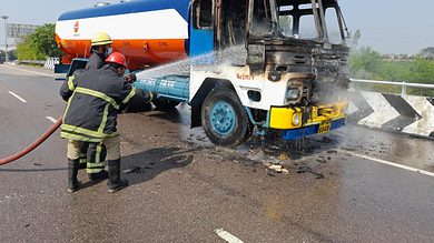 Hyderabad: Biodiesel carrier truck catches fire at ORR, no deaths