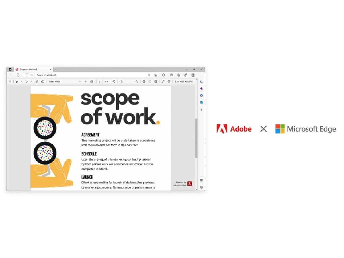 Microsoft Edge to get Adobe Acrobat PDF tech in March