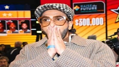 Ranveer Singh raps in front of Simu Liu, Hasan Minhaj, Nicky Jam