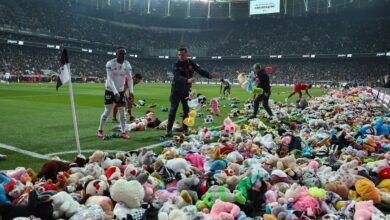 Video: Besiktas fans throw toys on field for children in quake-hit Turkey