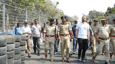 Hyderabad police Commissioner, CV Anand inspects Formula E track