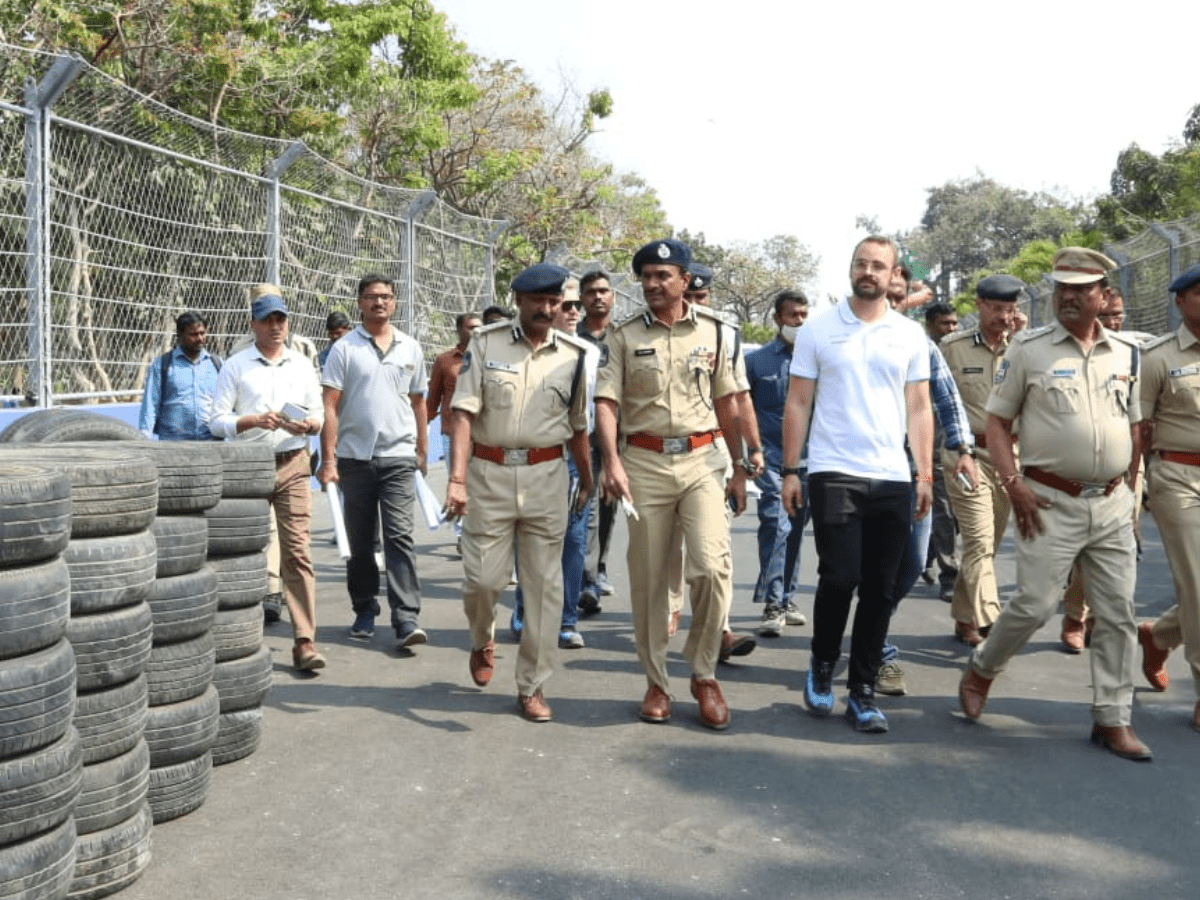 Hyderabad police Commissioner, CV Anand inspects Formula E track