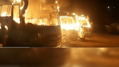 Hyderabad: Three private buses gutted in fire at Kukatpally