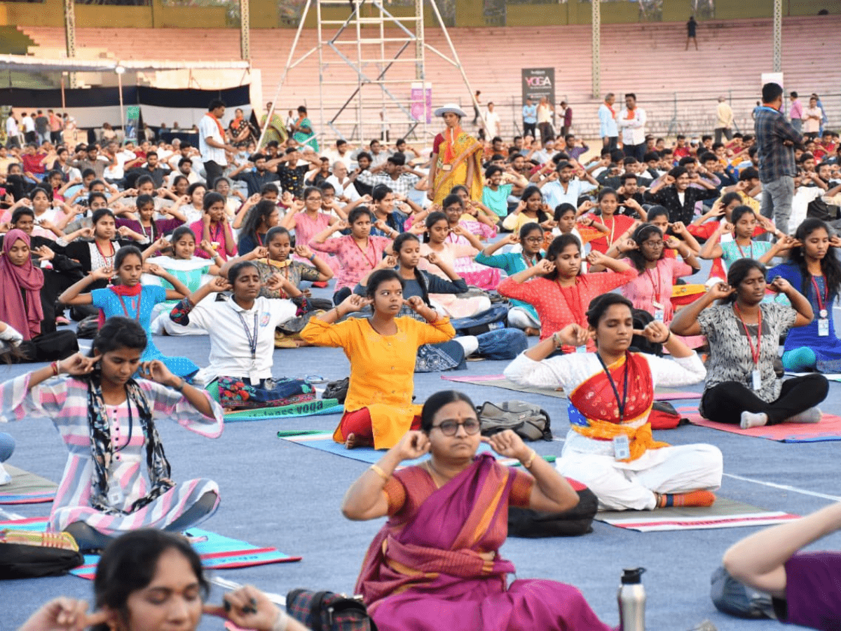 Hyderabad: Over 5K people participated in 'yoga' fest at L B Stadium