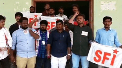AP students protest against varsity's move to plan 'homam' to get rid of untimely deaths