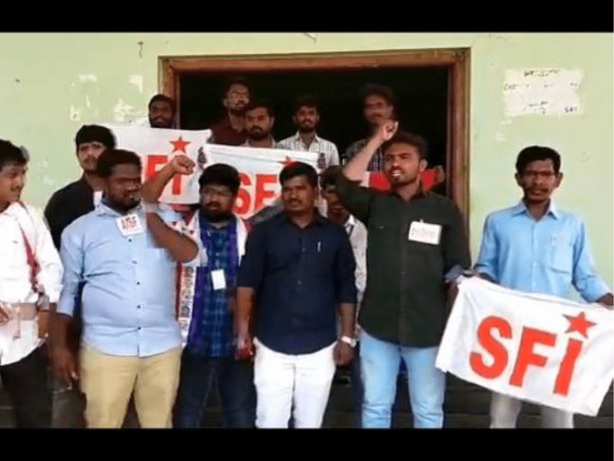 AP students protest against varsity's move to plan 'homam' to get rid of untimely deaths