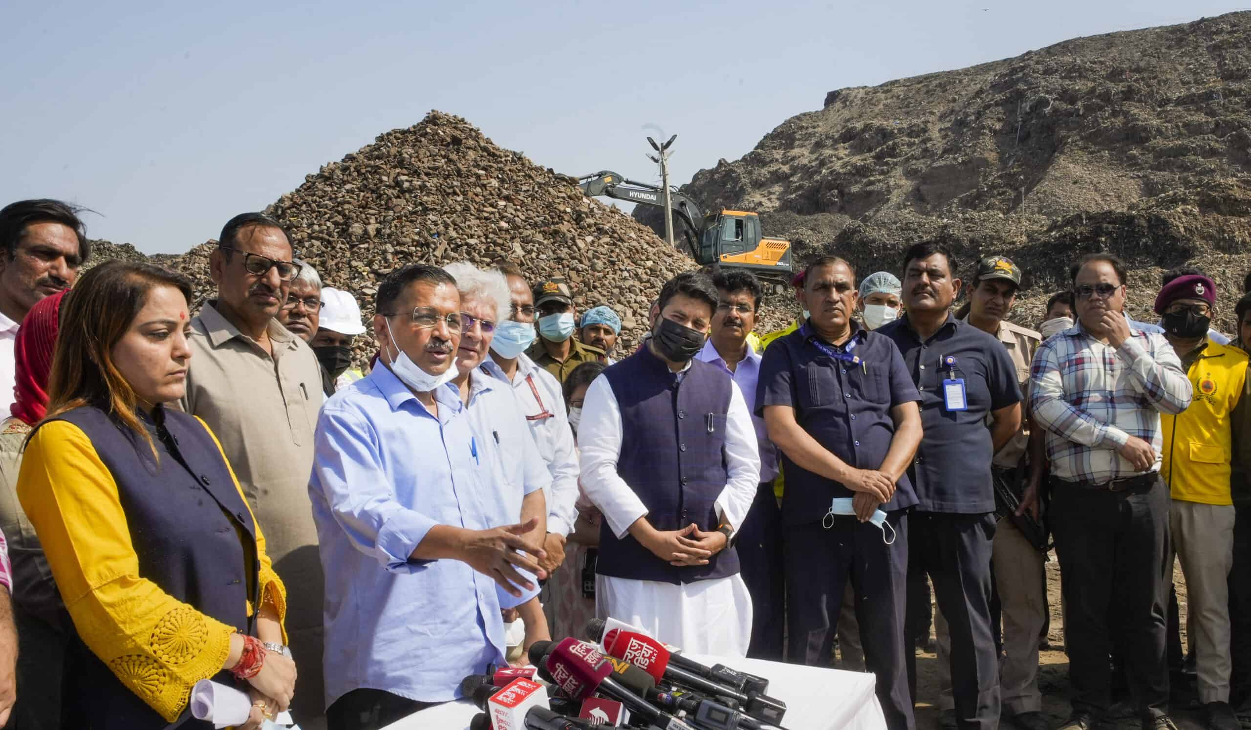 Arvind Kejriwal at Okhla landfill site