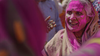 Widows play Holi at Gopinath Temple