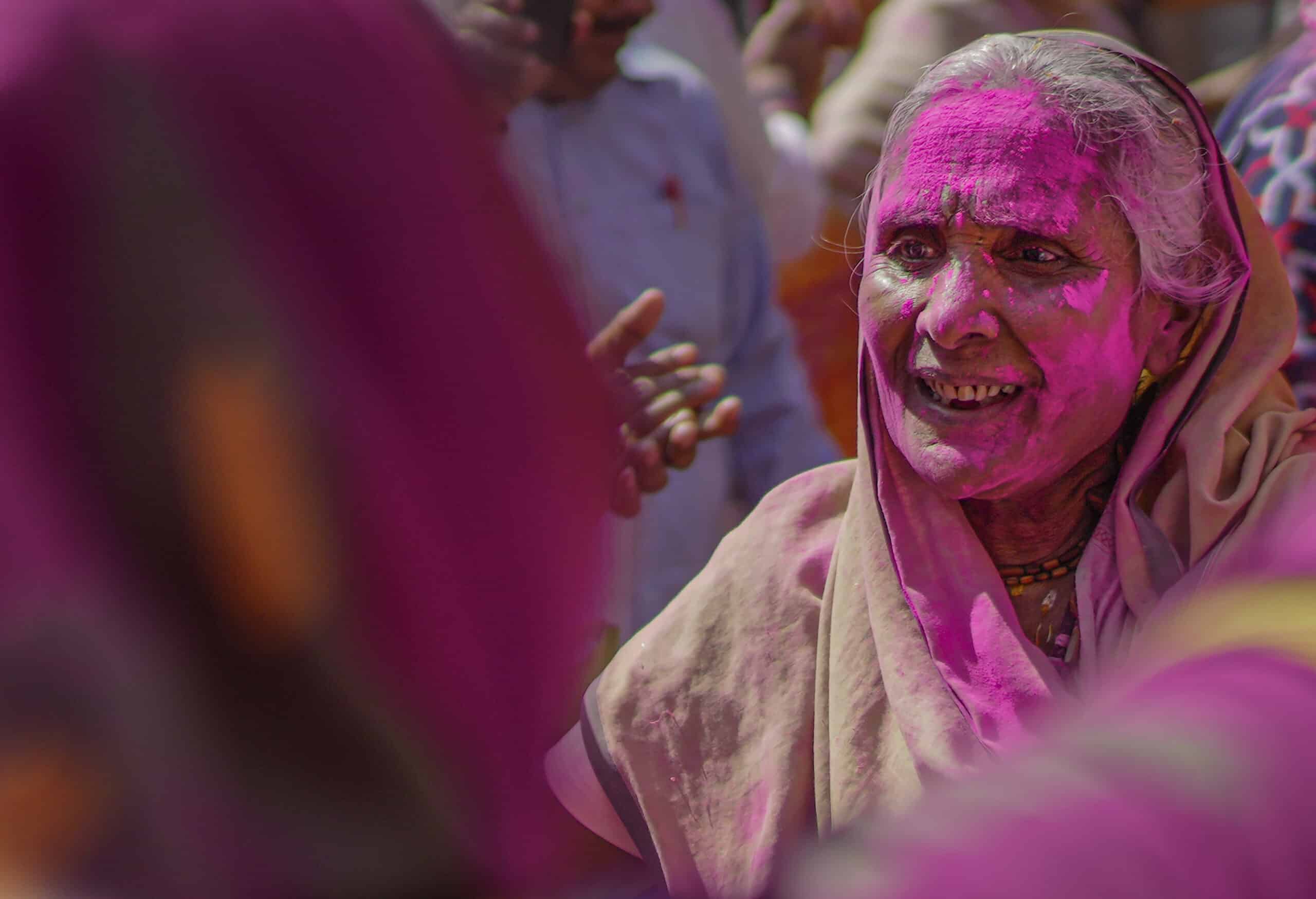 Widows play Holi at Gopinath Temple