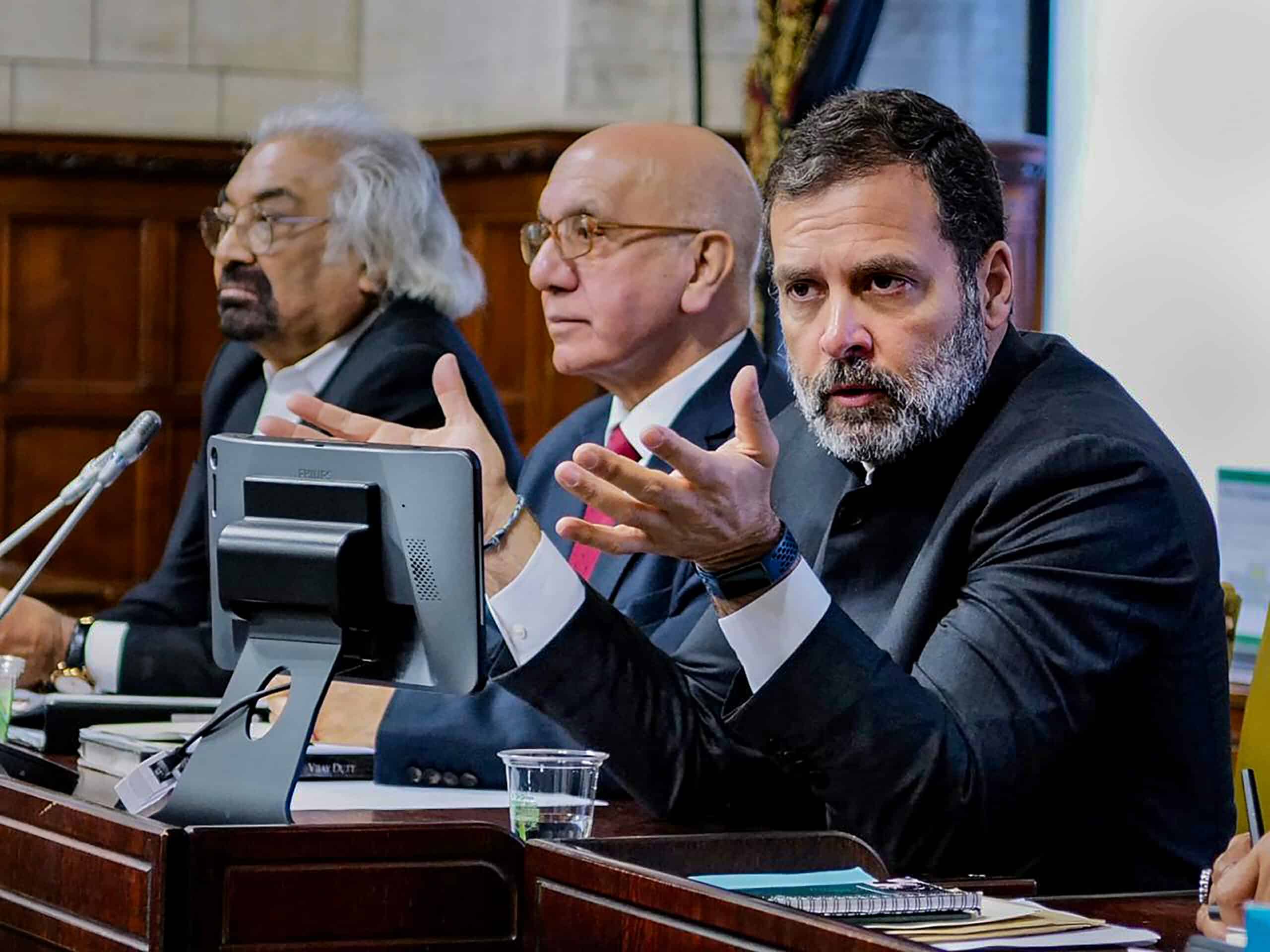 Rahul Gandhi during interation at UK Parliament