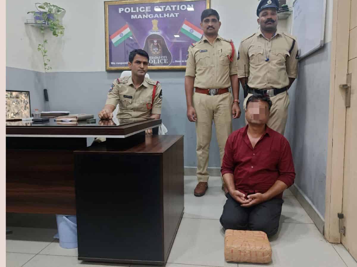 Hyderabad Mangalhat rowdy sheeter arrested with 2kgs of Ganja