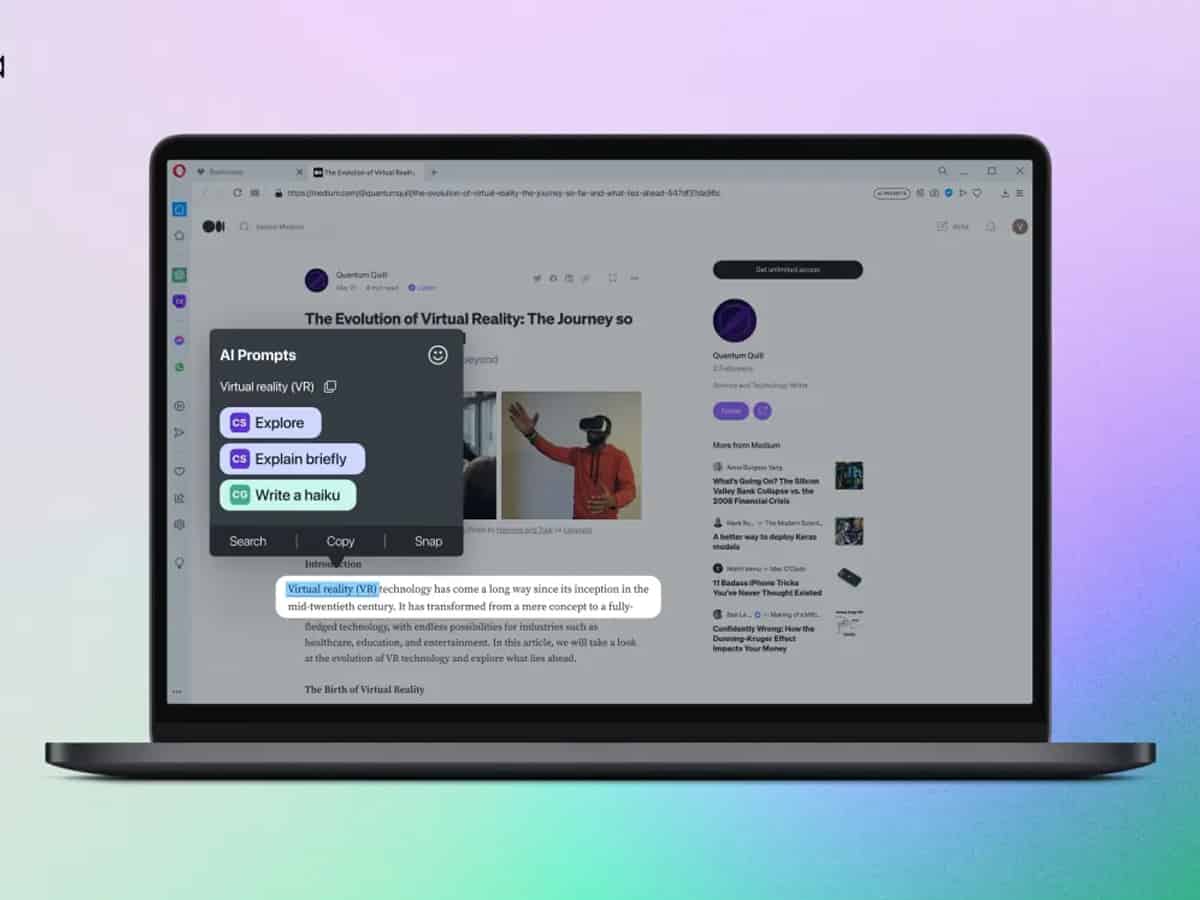 Opera adds ChatGPT, AI summarization features to its browser