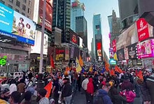 Khalistan supporters protest at Times Square in New York