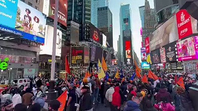 Khalistan supporters protest at Times Square in New York