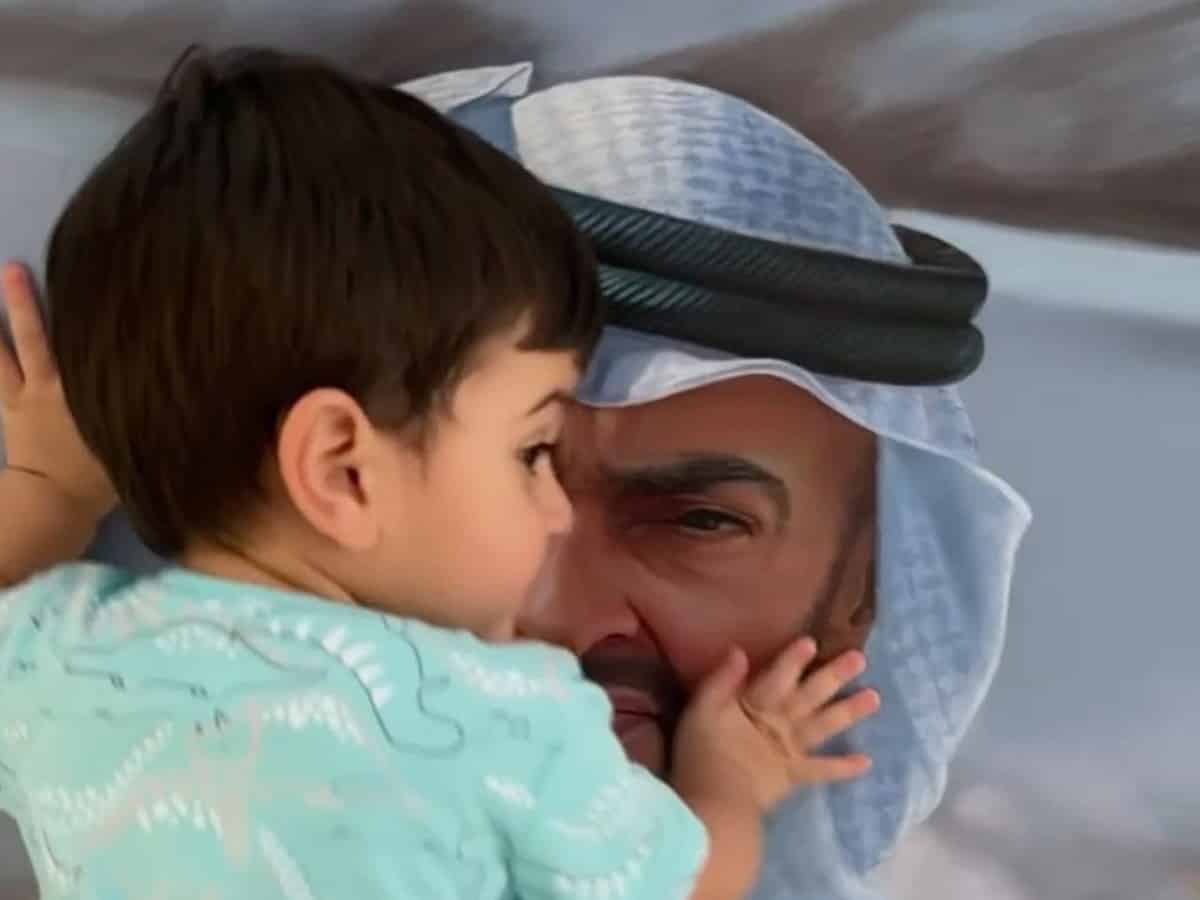 Video: Dubai's Crown Prince son kiss portrait of UAE Prez on his birthday