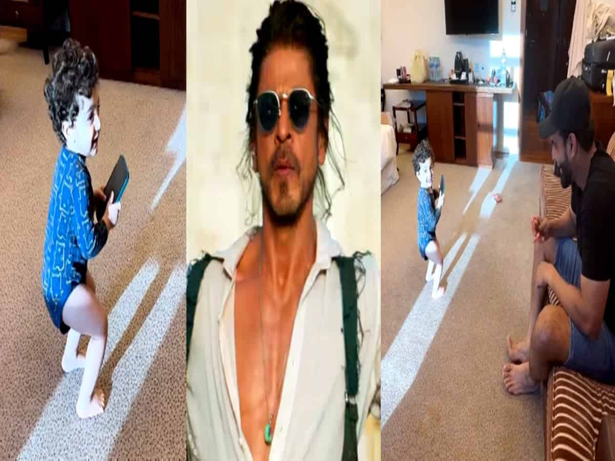 SRK praises 'chota Pathaan' as he dances to 'Jhoome Jo Pathaan'