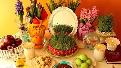 Sofre Haftsin table arranged at MANUU to celebrate Nowruz