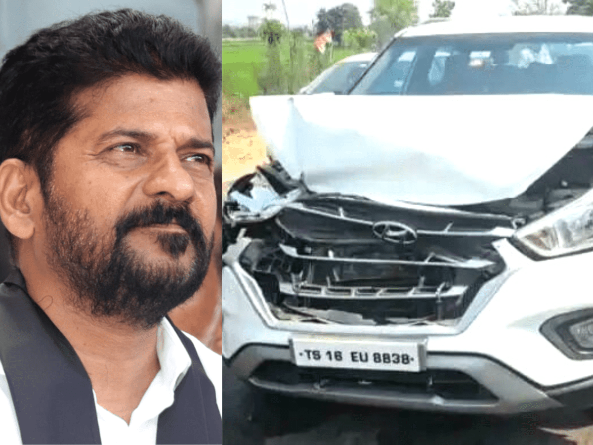 Telangana: Narrow escape for Revanth Reddy in road accident