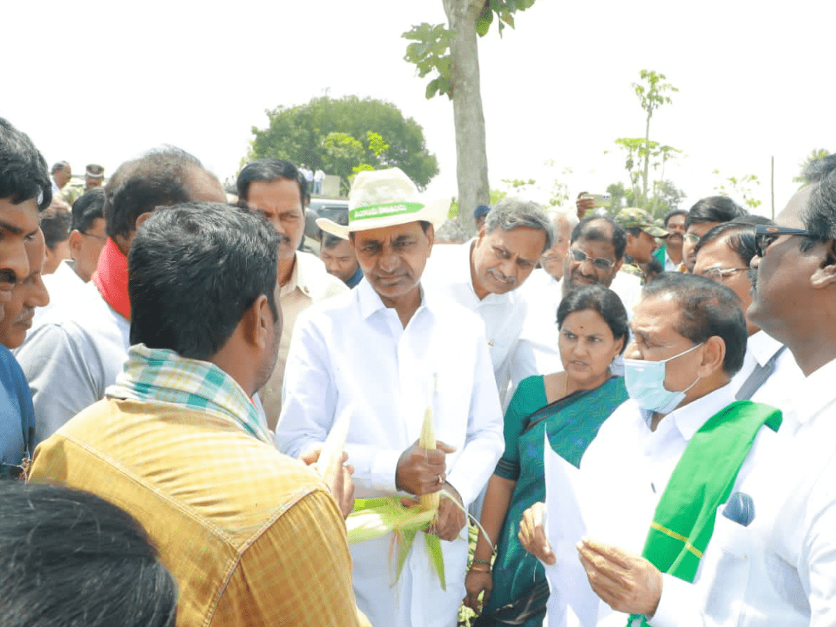 Telangana: KCR inspects crop damage in Khammam, interacts with farmers