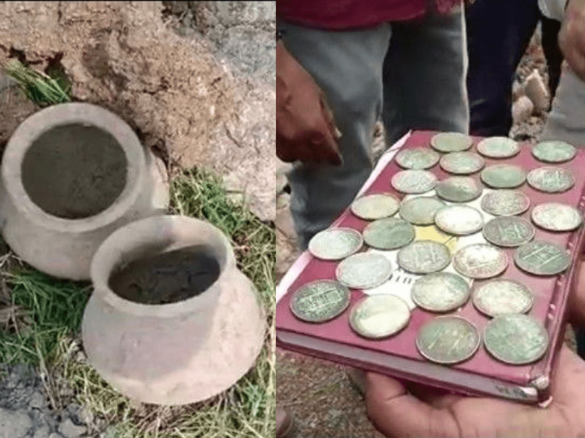 Telangana: Pots loaded with Silver coins found in Karimnagar