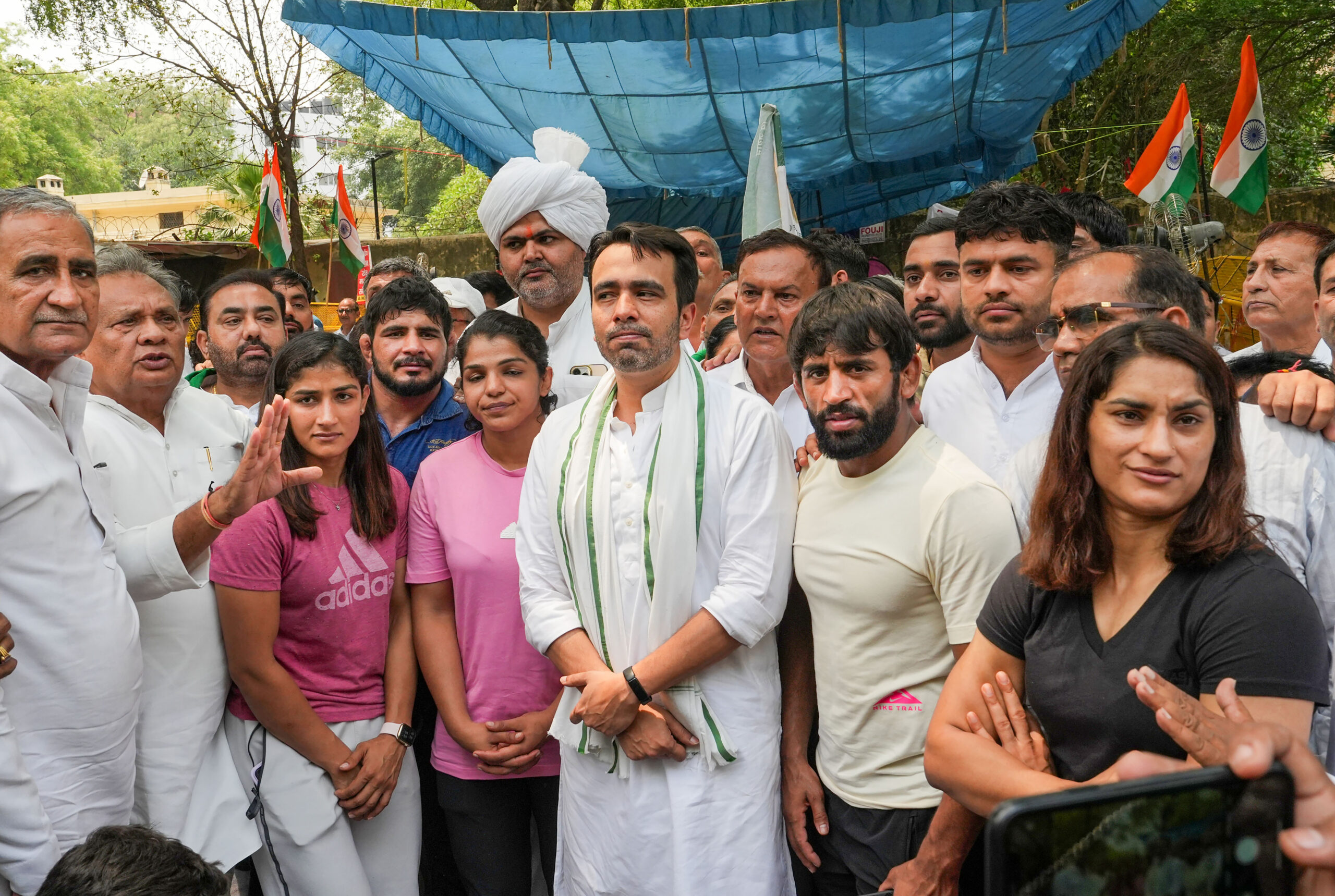 Wrestlers protest at Jantar Mantar