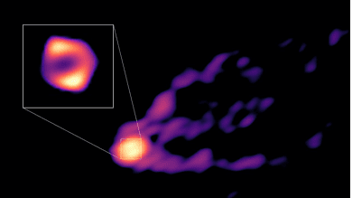 Astronomers detect first direct image of black hole expelling a powerful jet