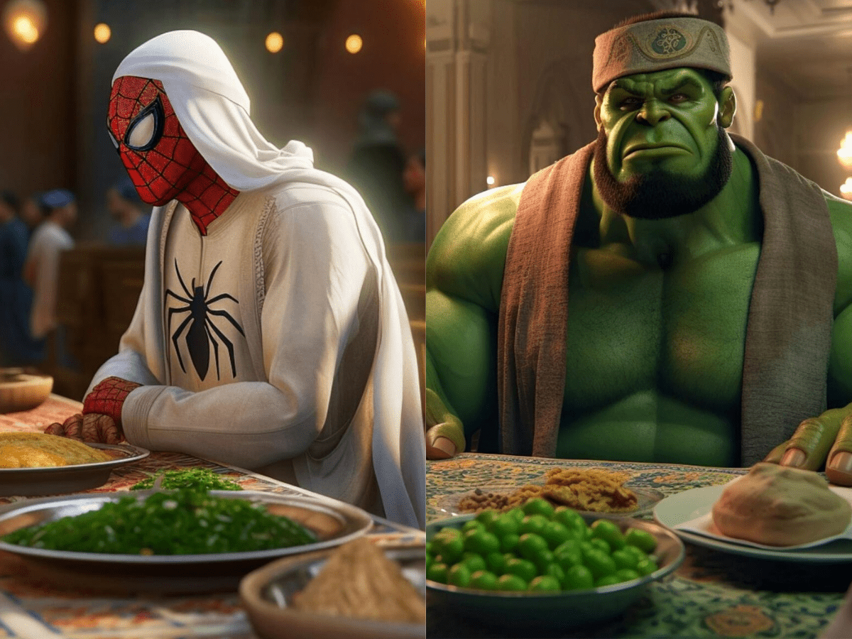 Marvel heros in AI genertaed Islamic avatar
