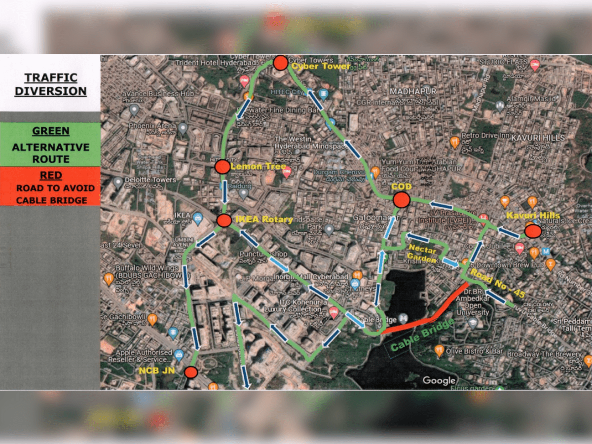Durgam cheruvu trafiic diversions