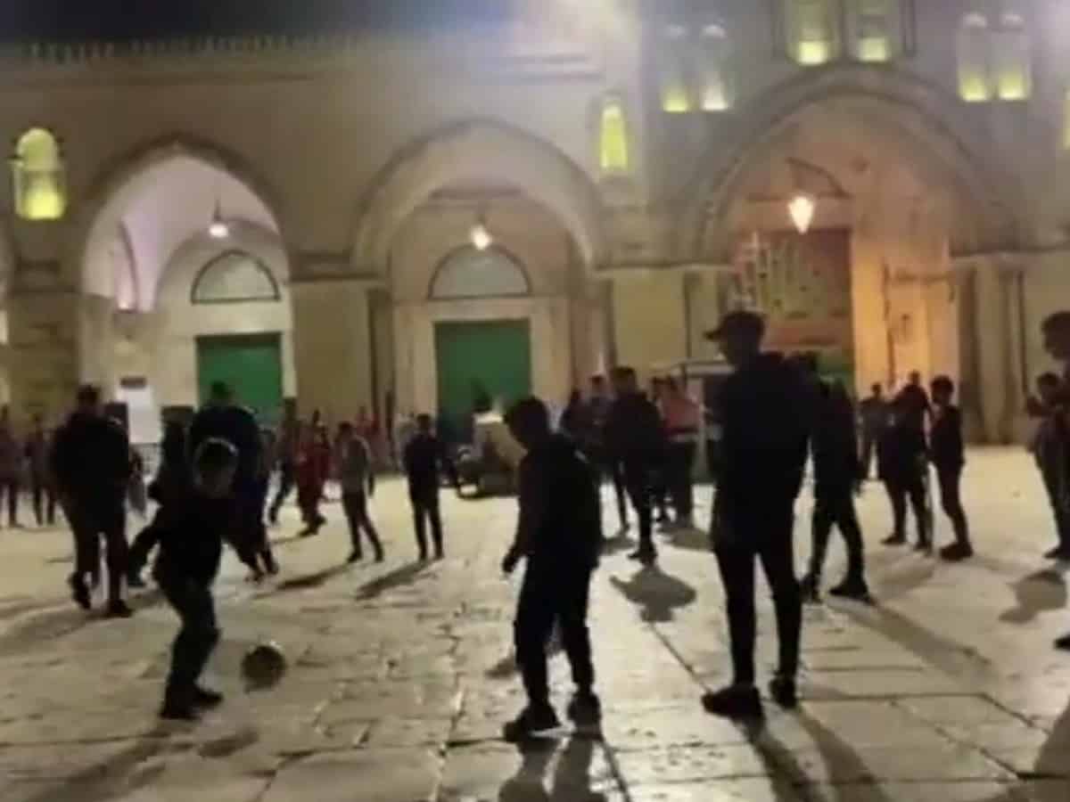 Israeli govt tweet scolding Palestinian kids playing football at Al-Aqsa Mosque