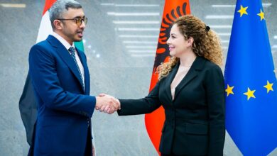 Abdullah bin Zayed meets Albanian Minister for Europe and Foreign Affairs