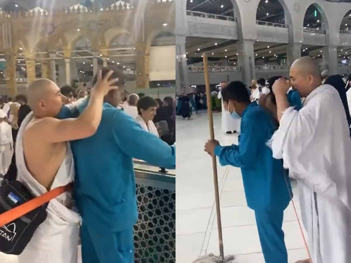 Video: Pilgrim massages cleaners at Makkah's Grand Mosque