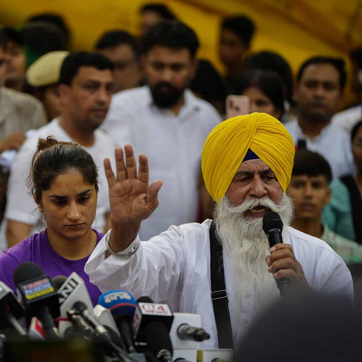 Farmers join wrestlers protest at Jantar Mantar