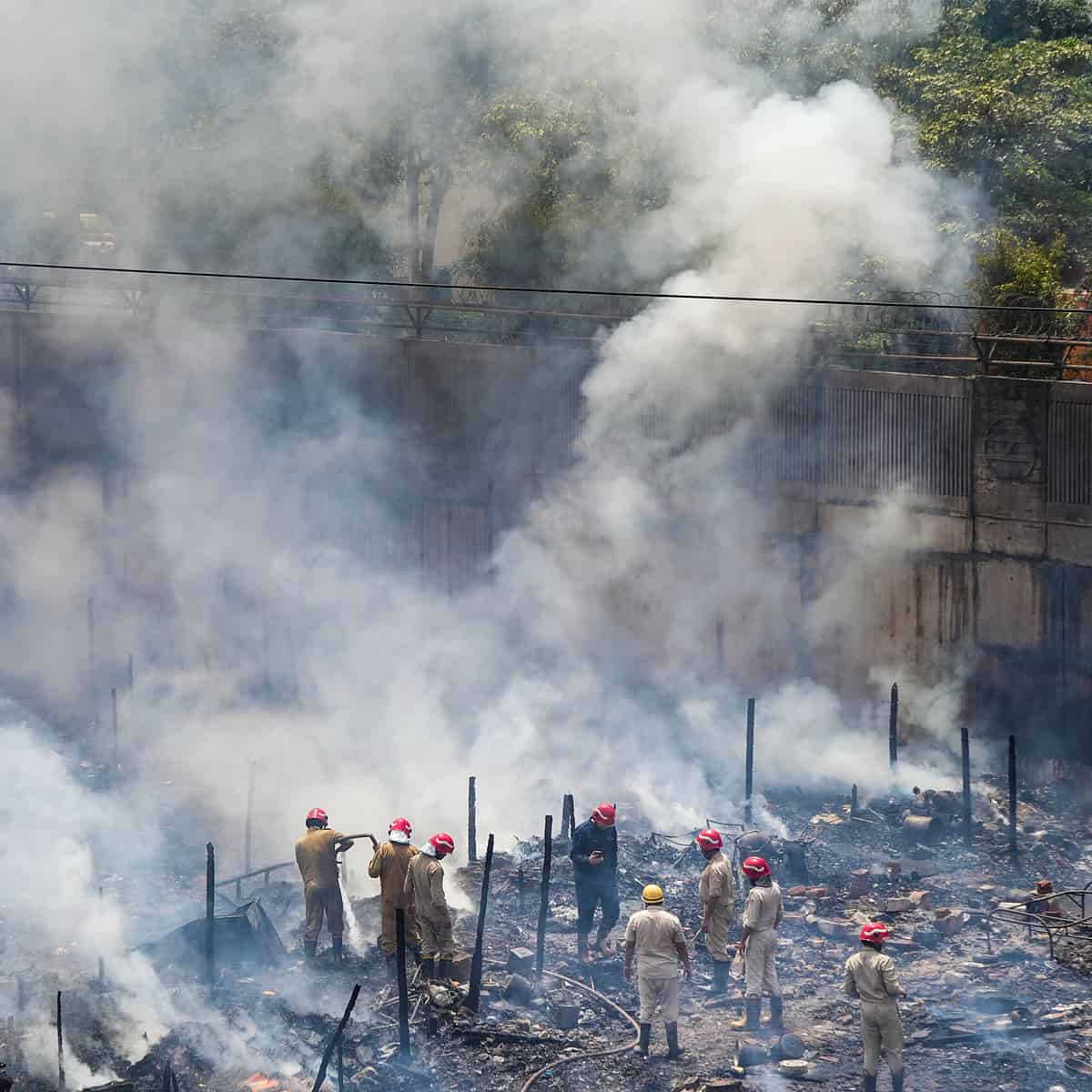 Shastri Park slum engulfed in flames