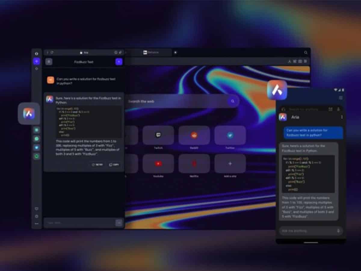 Opera unveils ChatGPT-powered integrated AI side panel 'Aria'