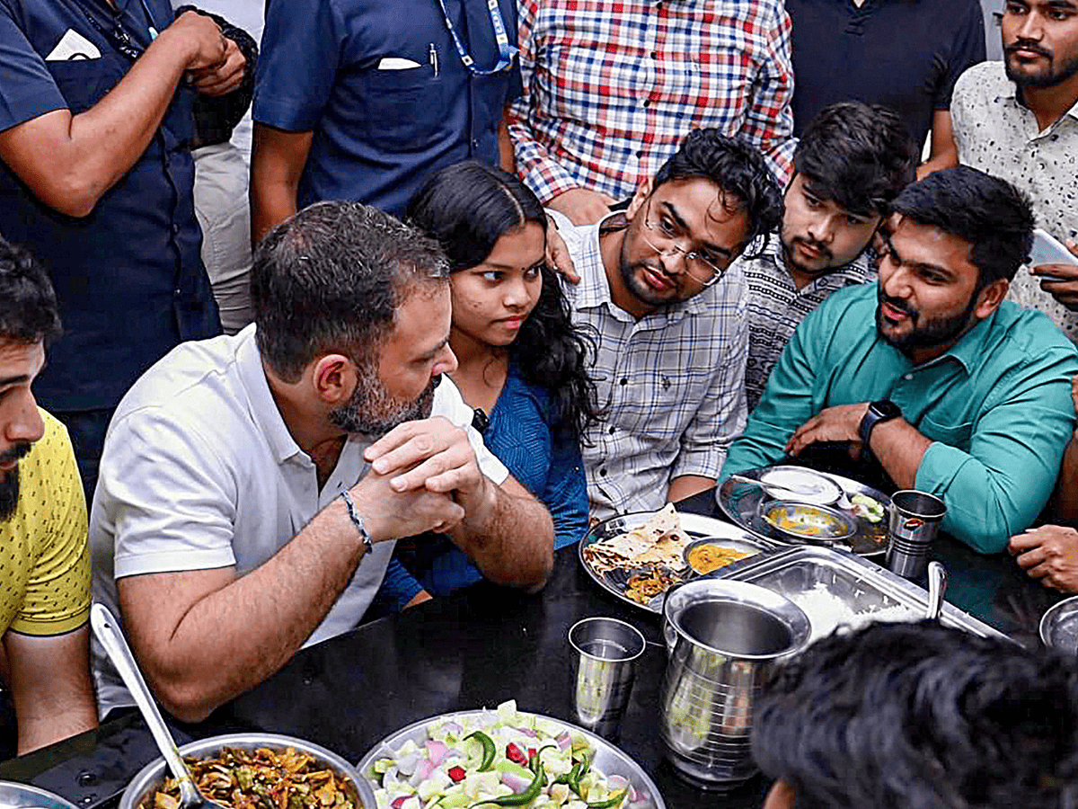 Rahul Gandhi interacts with PG students