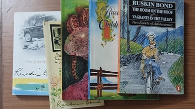 My collection of Ruskin Bond books. In one of the books he has mentioned that he had an uncle named James Bond. But he had no guns and no women. He was just an ordinary fellow like you and me....