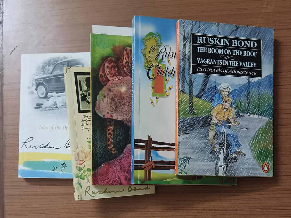 My collection of Ruskin Bond books. In one of the books he has mentioned that he had an uncle named James Bond. But he had no guns and no women. He was just an ordinary fellow like you and me....