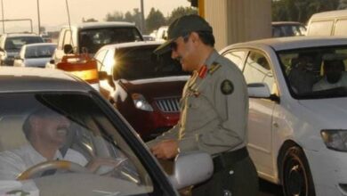 The photo shows Saudi traffic
