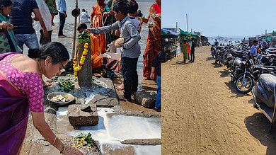 For pilgrims, Arabian Sea withdraws and returns to normal state at Nishkalank Mahadev Temple in Gujarat