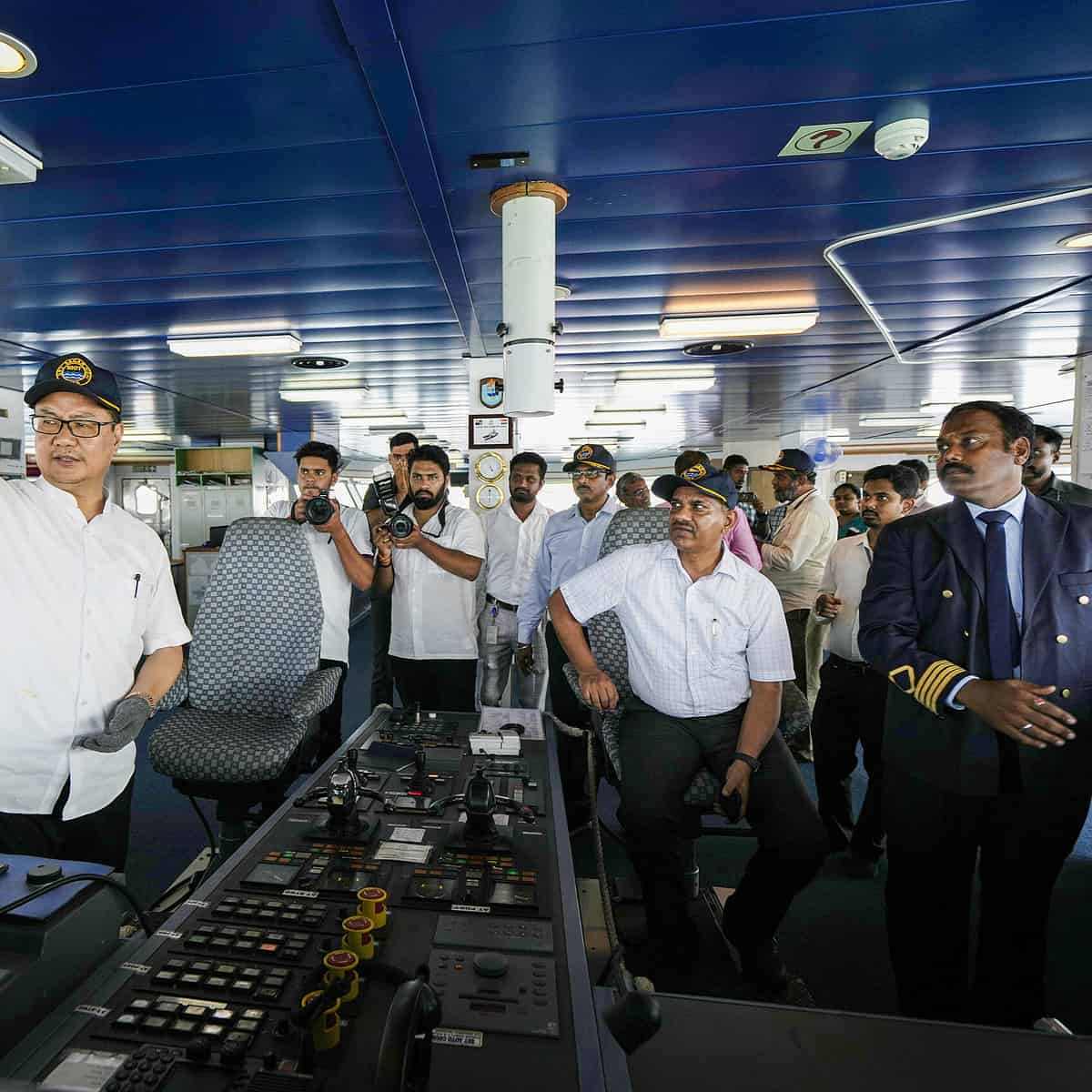 Kiren Rijiju at Ocean Research Vessel Sagar Nidhi