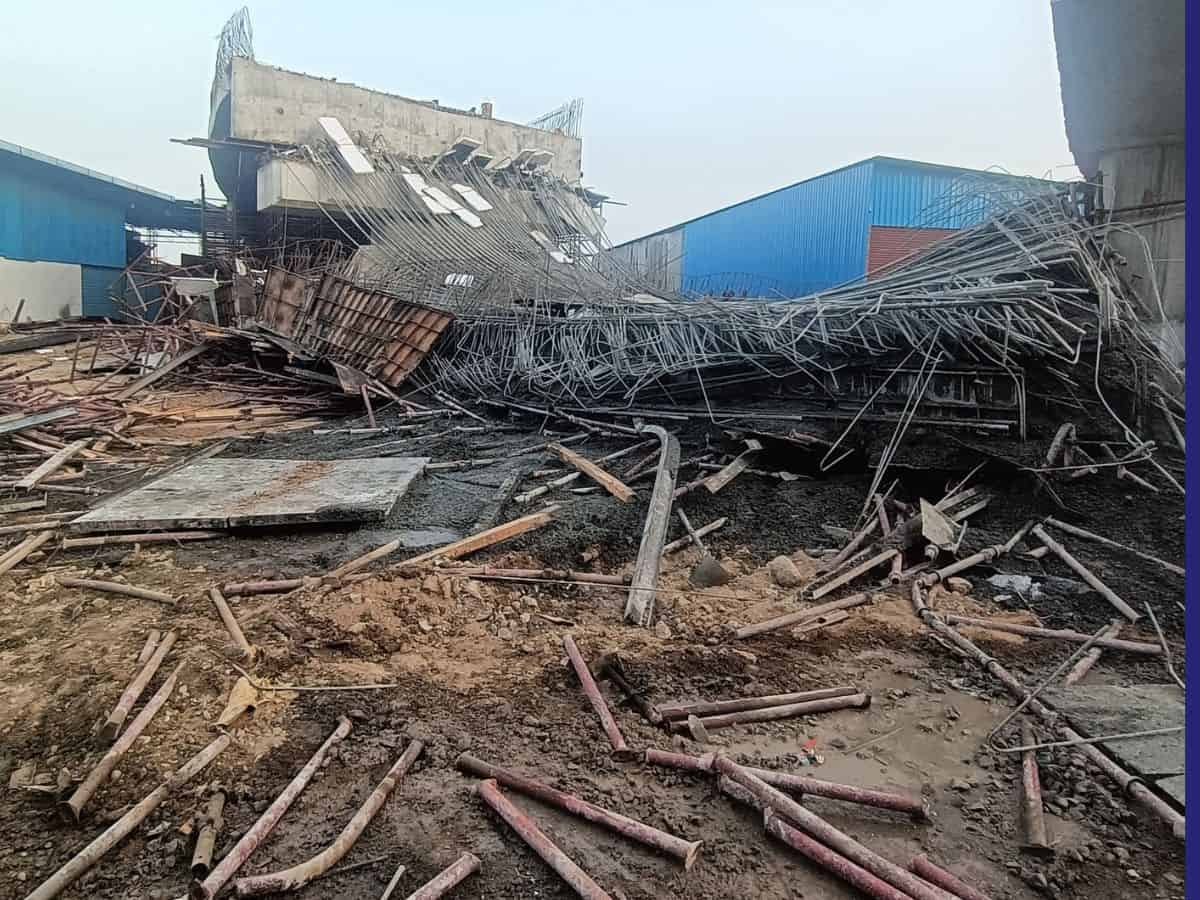 Hyderabad: Ramp of under-construction Bairamalguda flyover falls; 8 injured