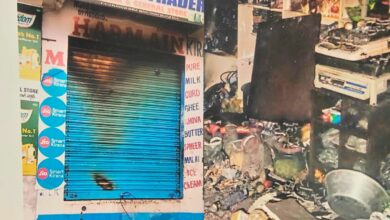 Shop burnt to ashes at Balapur; Man appeals for financial aid
