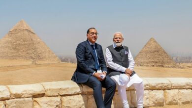 Giza: Prime Minister Narendra Modi with Egyptian Prime Minister Mostafa Madbouly during his visit to the Great Pyramid of Giza, Egypt, Sunday, June 25, 2023.