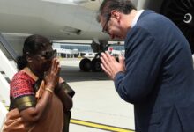 Indian President Droupadi Murmu and Serbia President Aleksandar Vucic