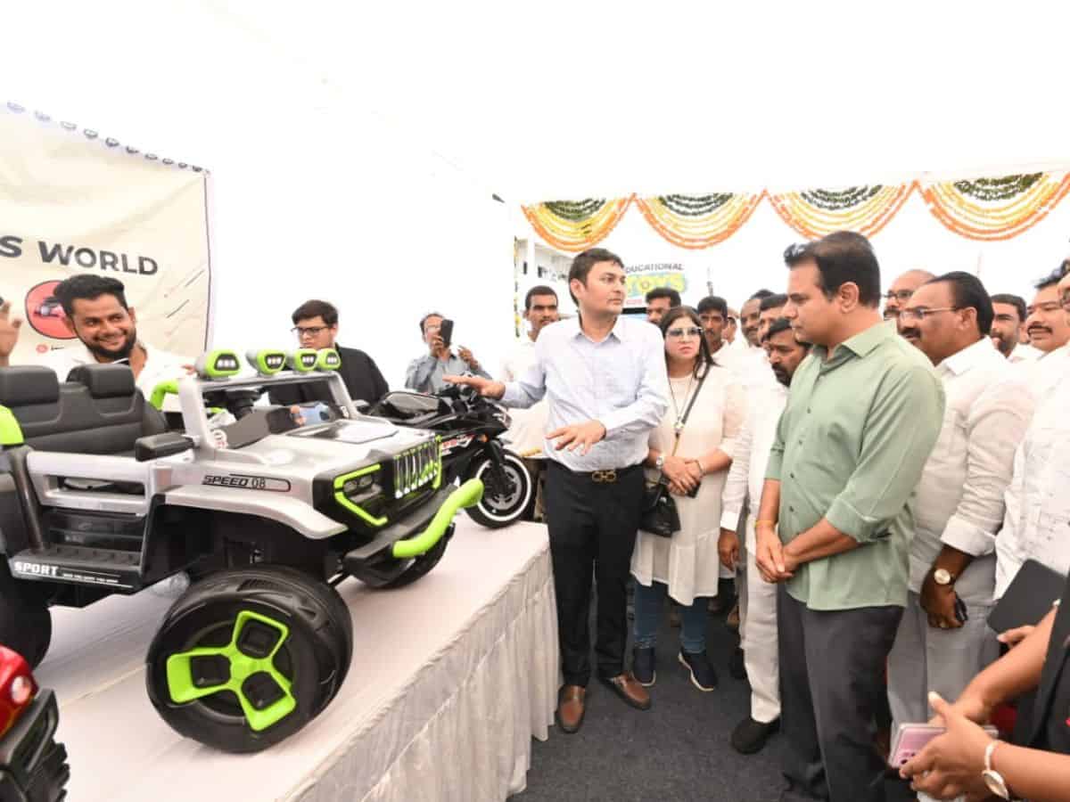 Foundation for 'Telangana Toys Park' laid by KTR in Yadadri