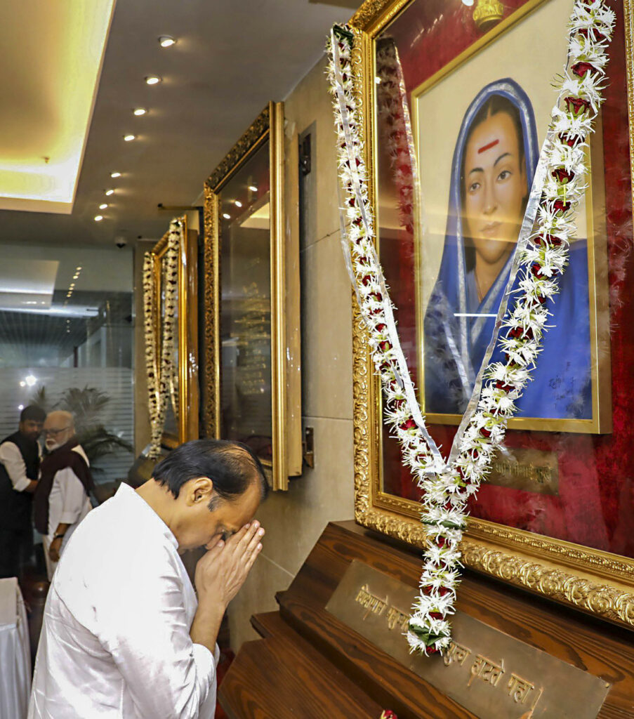 Ajit Pawar with NCP leaders at Maharashtra Assembly